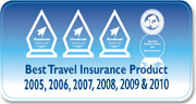 Awarded Best Travel Insurance Product 2005, 2006, 2007 by the Irish Travel Trade.